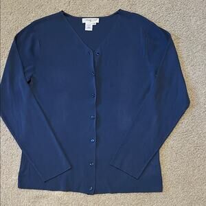 Coldwater Creek Powder Blue Smooth Rayon Knit Button-Up Cardigan Small